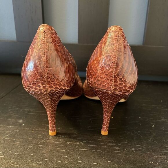 Loeffler Randall Brown Red Snakeskin Pointed Toe 3 Inch Heels Women’s Size 9.5 - Picture 5 of 7